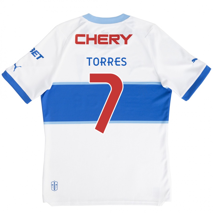 Niño Camiseta Joaquín Torres #7 Blanco Azul 1ª Equipación 2024/25 La Camisa Perú