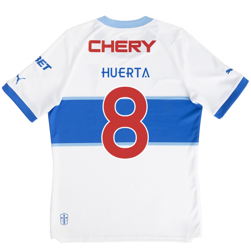 Niño Camiseta Valber Huerta #8 Blanco Azul 1ª Equipación 2024/25 La Camisa Perú