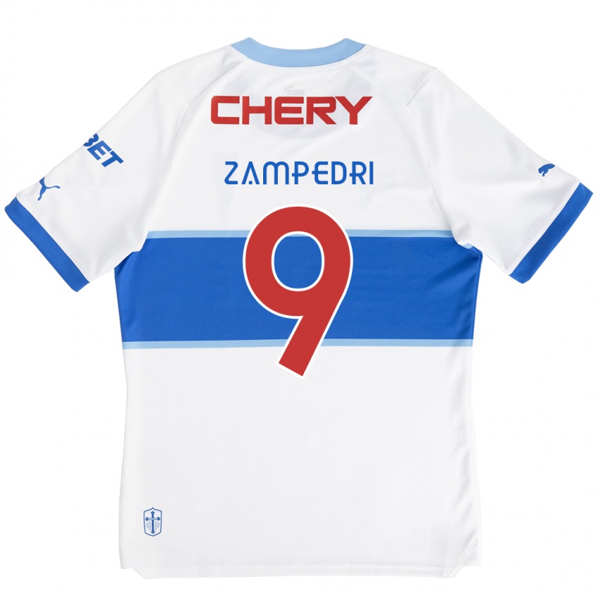 Niño Camiseta Fernando Zampedri #9 Blanco Azul 1ª Equipación 2024/25 La Camisa Perú