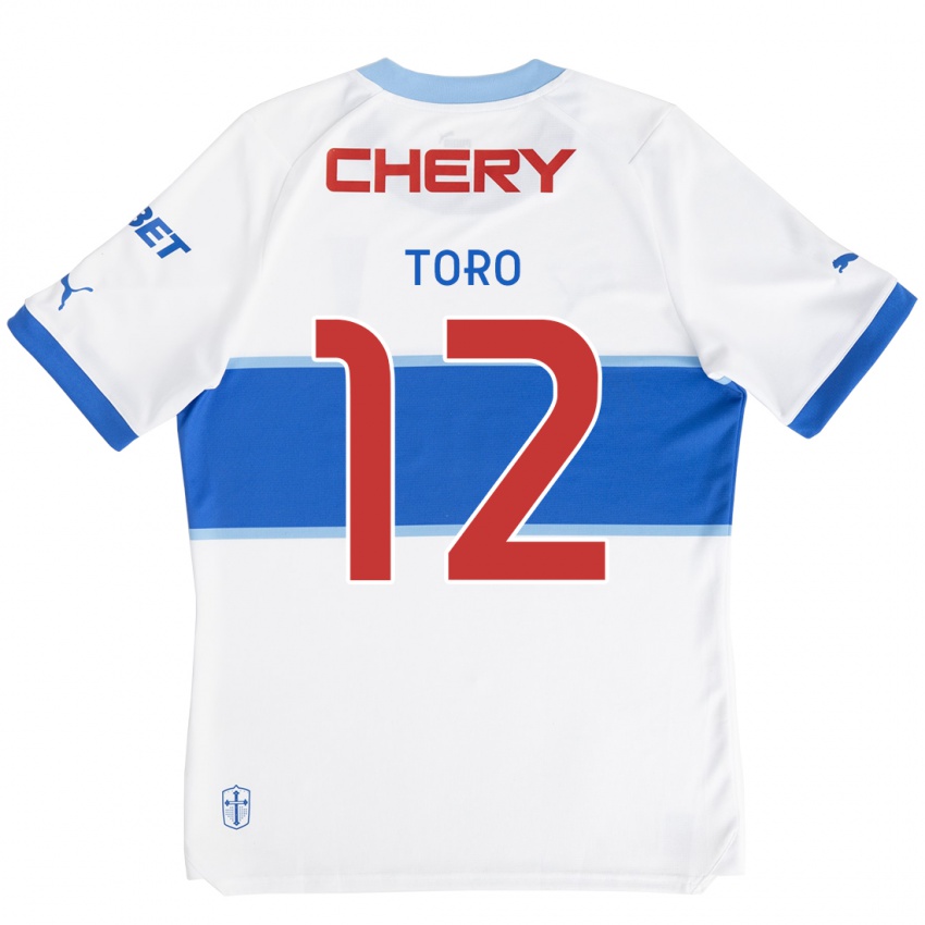 Niño Camiseta Ian Toro #12 Blanco Azul 1ª Equipación 2024/25 La Camisa Perú