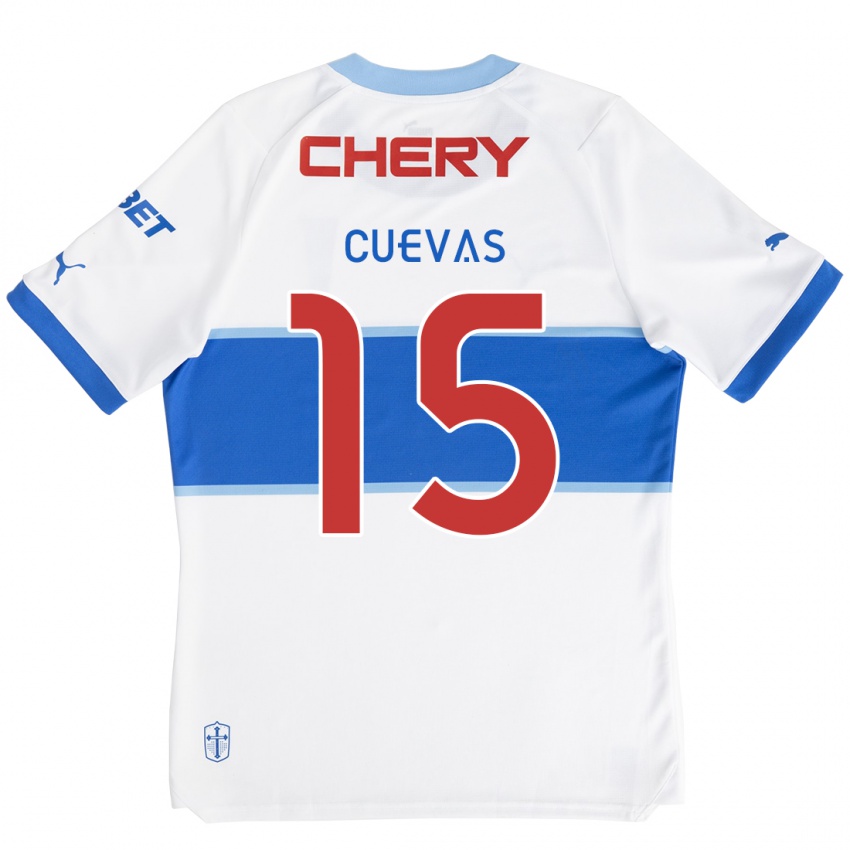 Niño Camiseta Cristian Cuevas #15 Blanco Azul 1ª Equipación 2024/25 La Camisa Perú