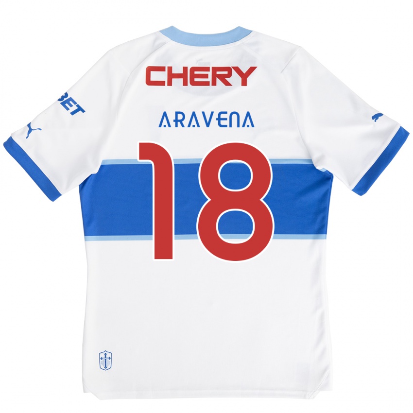 Niño Camiseta Alexander Aravena #18 Blanco Azul 1ª Equipación 2024/25 La Camisa Perú