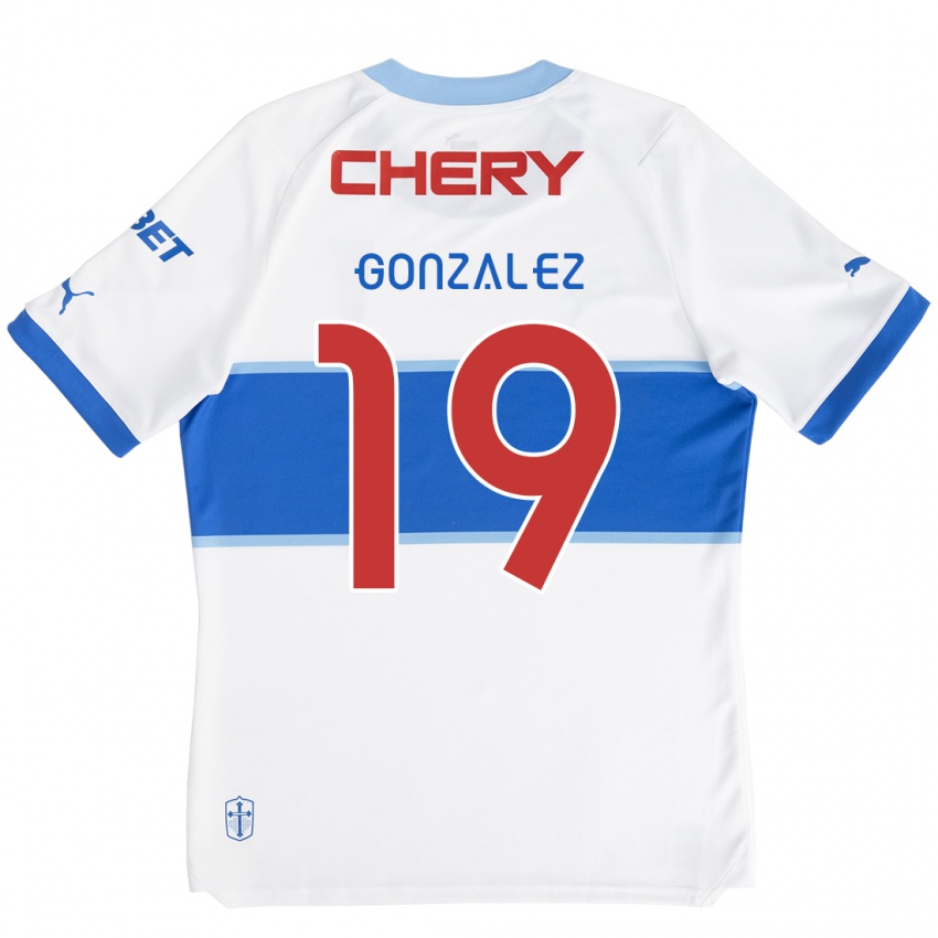 Niño Camiseta Bryan González #19 Blanco Azul 1ª Equipación 2024/25 La Camisa Perú