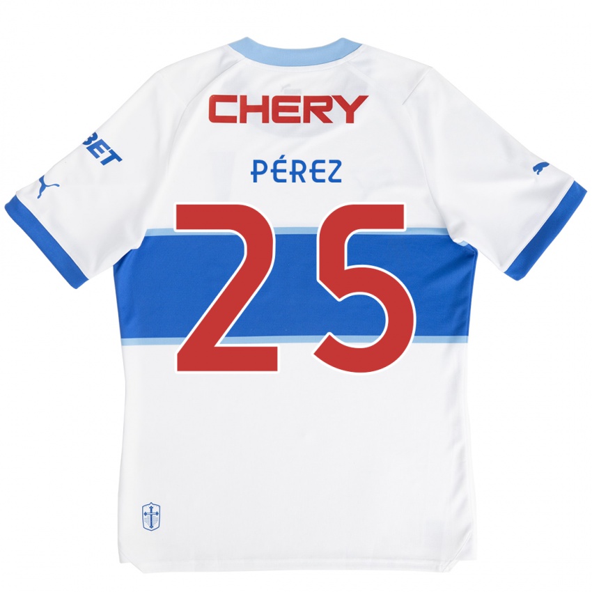 Niño Camiseta Sebastián Pérez #25 Blanco Azul 1ª Equipación 2024/25 La Camisa Perú