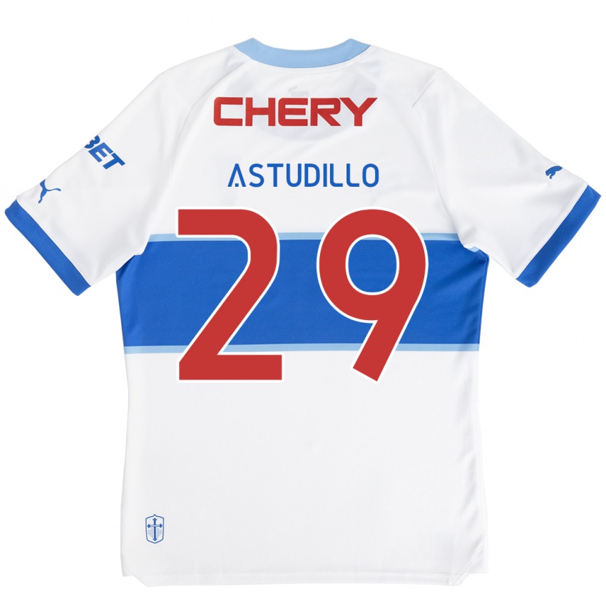 Niño Camiseta Aaron Astudillo #29 Blanco Azul 1ª Equipación 2024/25 La Camisa Perú