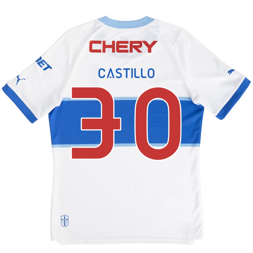 Niño Camiseta Nicolas Castillo #30 Blanco Azul 1ª Equipación 2024/25 La Camisa Perú