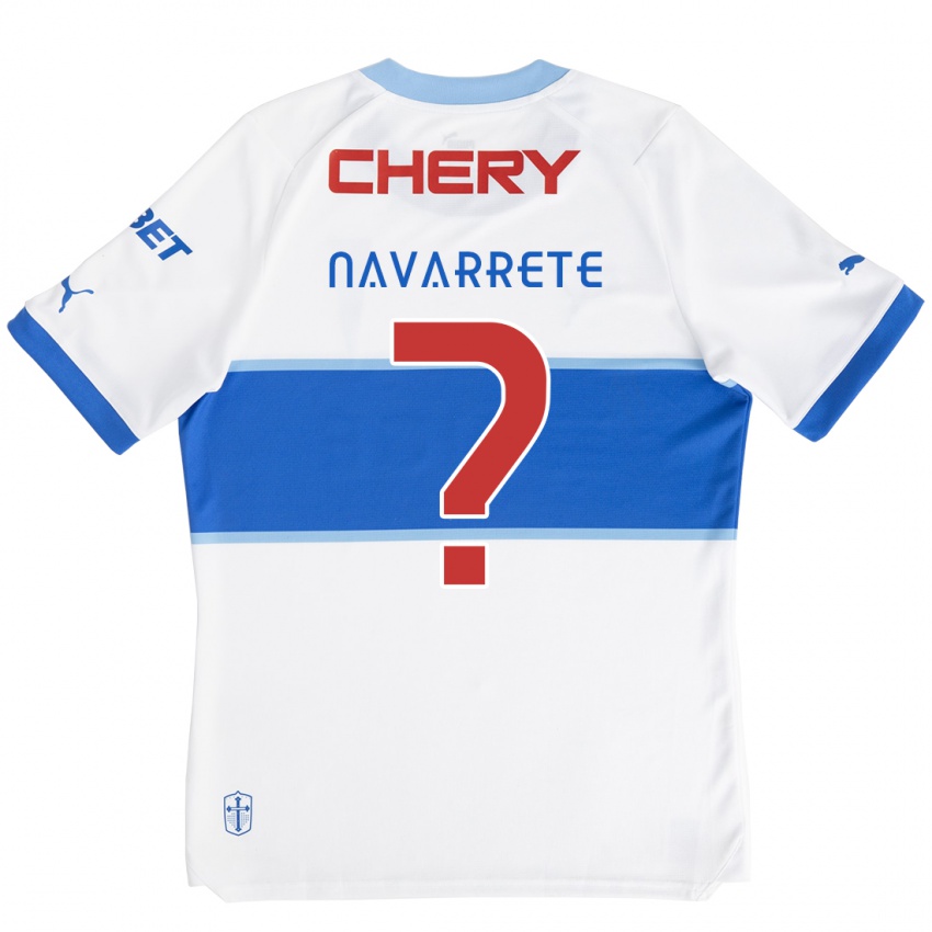 Niño Camiseta Carlos Navarrete #0 Blanco Azul 1ª Equipación 2024/25 La Camisa Perú