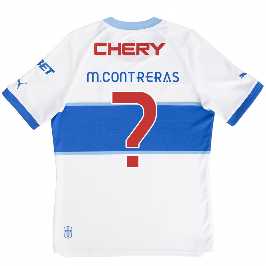 Niño Camiseta Mathías Contreras #0 Blanco Azul 1ª Equipación 2024/25 La Camisa Perú