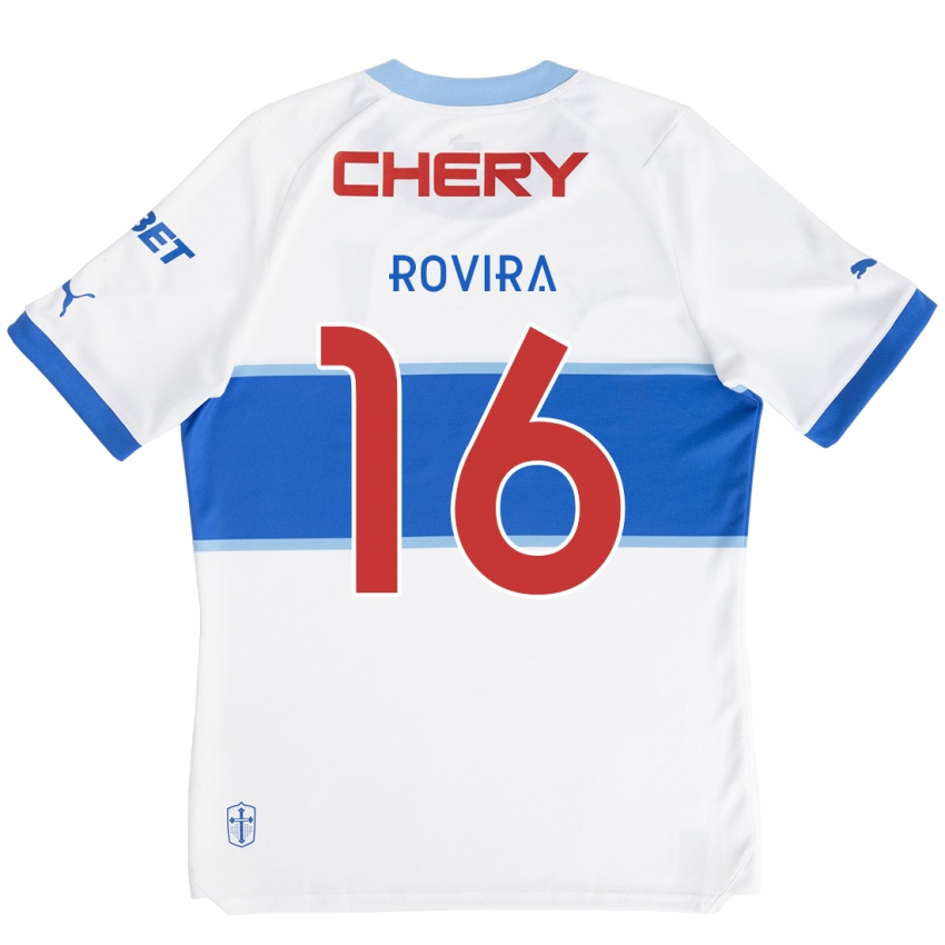 Niño Camiseta Brayan Rovira #16 Blanco Azul 1ª Equipación 2024/25 La Camisa Perú