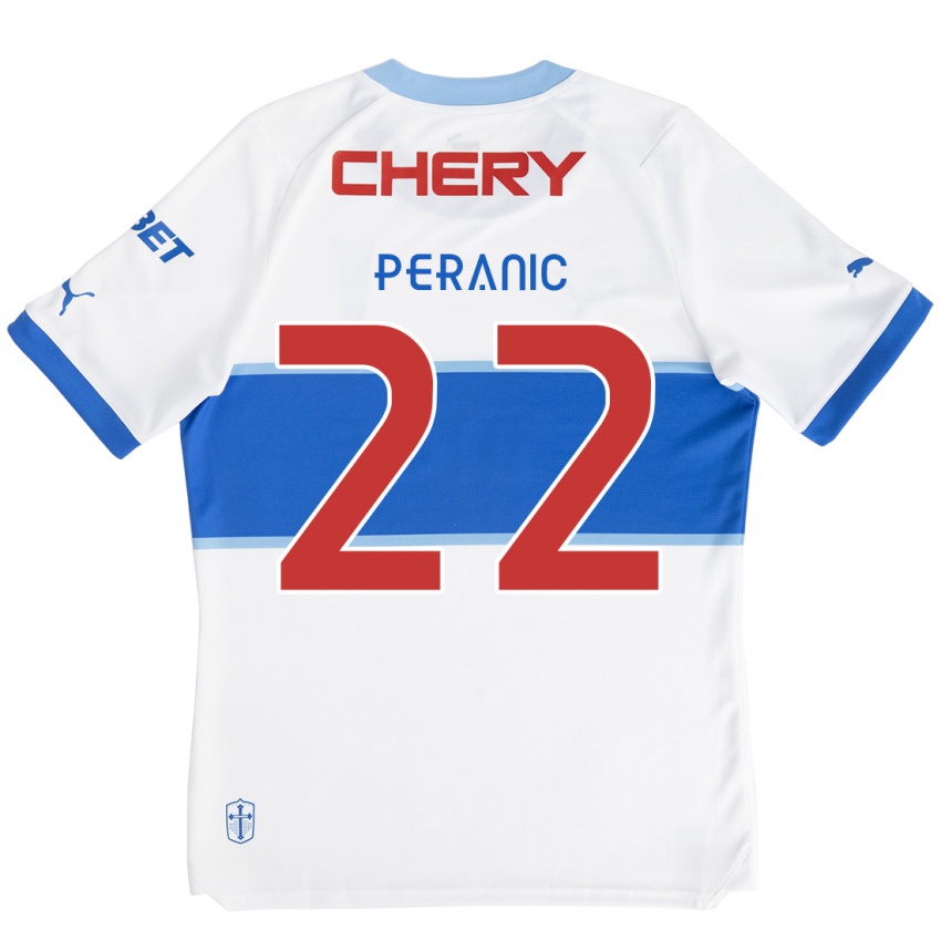 Niño Camiseta Nicolás Peranic #22 Blanco Azul 1ª Equipación 2024/25 La Camisa Perú