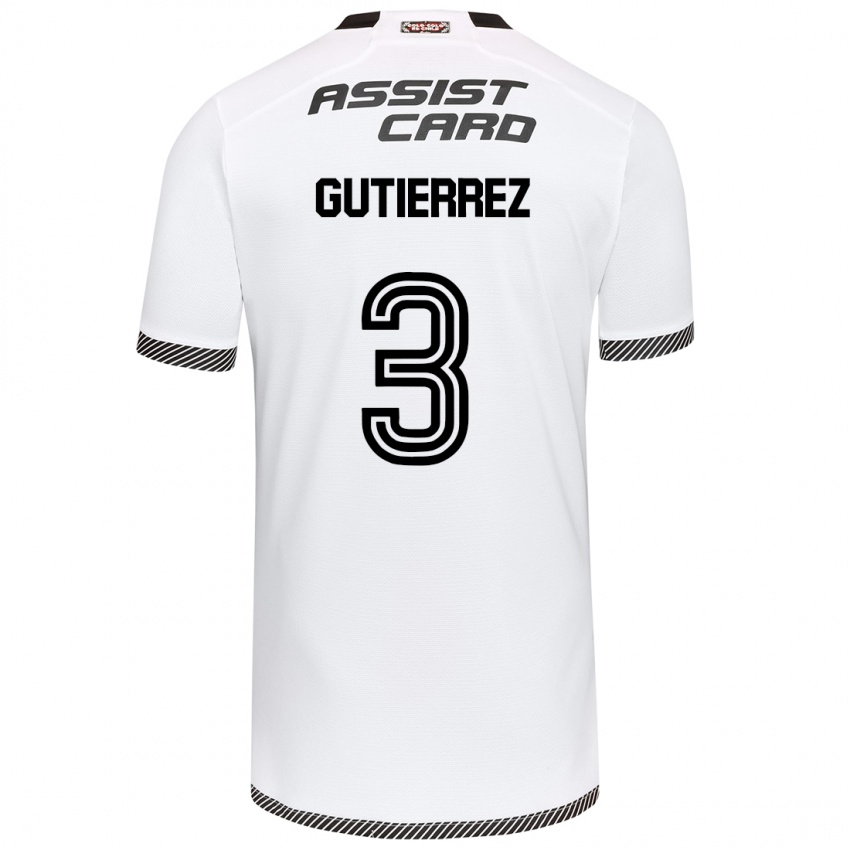 Niño Camiseta Daniel Gutiérrez #3 Blanco Negro 1ª Equipación 2024/25 La Camisa Perú