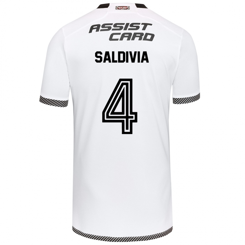 Niño Camiseta Alan Saldivia #4 Blanco Negro 1ª Equipación 2024/25 La Camisa Perú