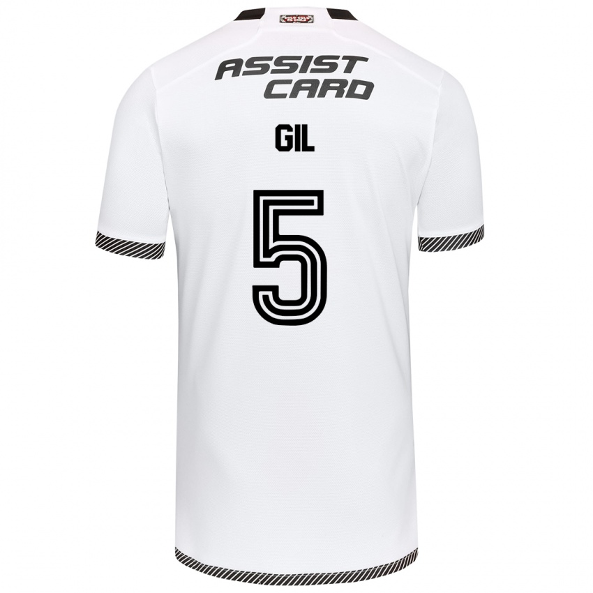 Niño Camiseta Leonardo Gil #5 Blanco Negro 1ª Equipación 2024/25 La Camisa Perú