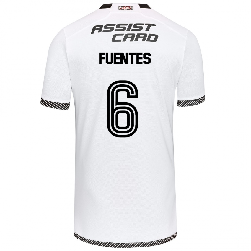 Niño Camiseta César Fuentes #6 Blanco Negro 1ª Equipación 2024/25 La Camisa Perú