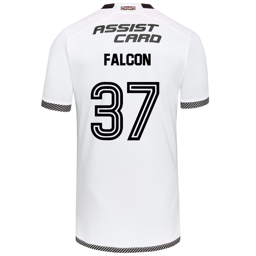 Niño Camiseta Maximiliano Falcón #37 Blanco Negro 1ª Equipación 2024/25 La Camisa Perú