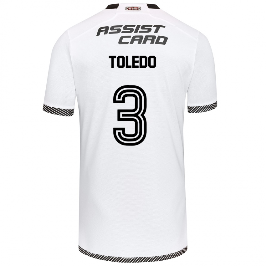 Niño Camiseta Miguel Toledo #3 Blanco Negro 1ª Equipación 2024/25 La Camisa Perú