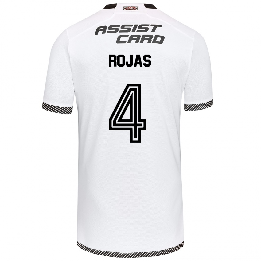 Niño Camiseta Javier Rojas #4 Blanco Negro 1ª Equipación 2024/25 La Camisa Perú