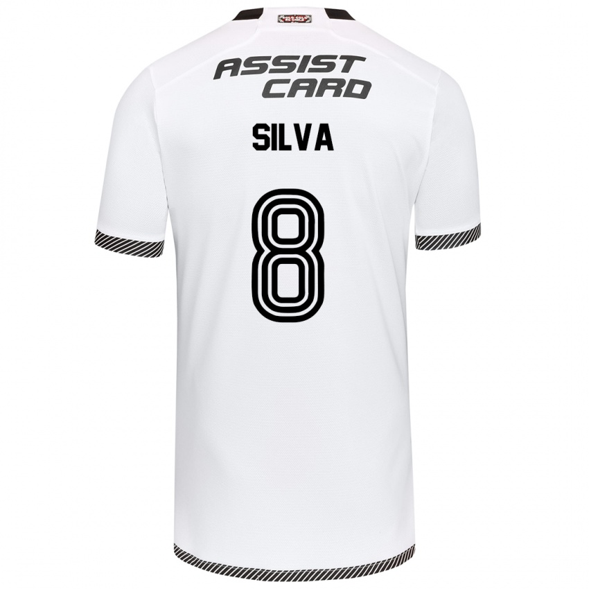 Niño Camiseta Bastián Silva #8 Blanco Negro 1ª Equipación 2024/25 La Camisa Perú