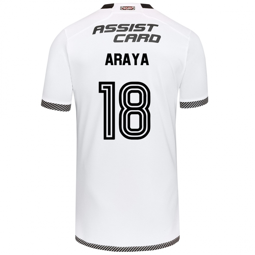 Niño Camiseta Benjamín Araya #18 Blanco Negro 1ª Equipación 2024/25 La Camisa Perú