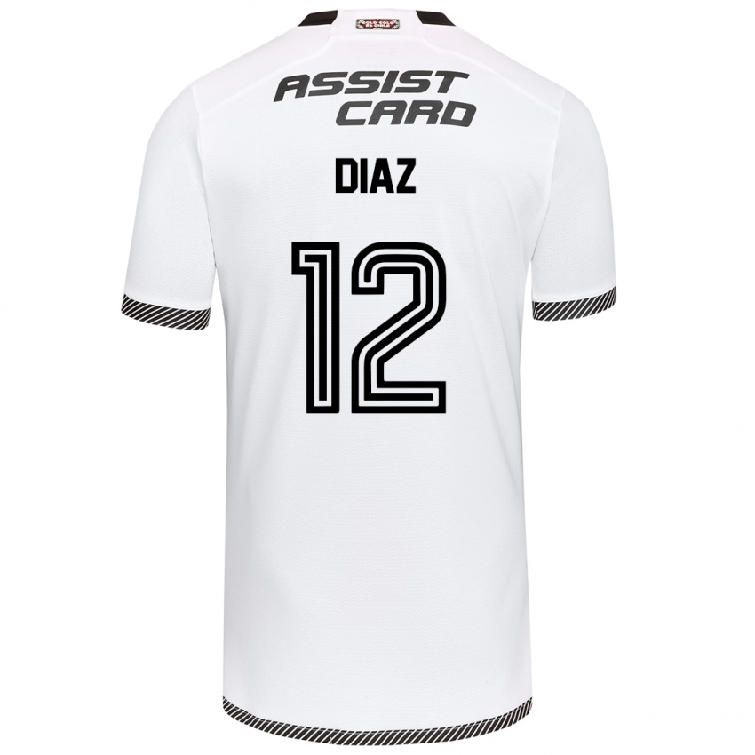 Niño Camiseta Javiera Díaz #12 Blanco Negro 1ª Equipación 2024/25 La Camisa Perú