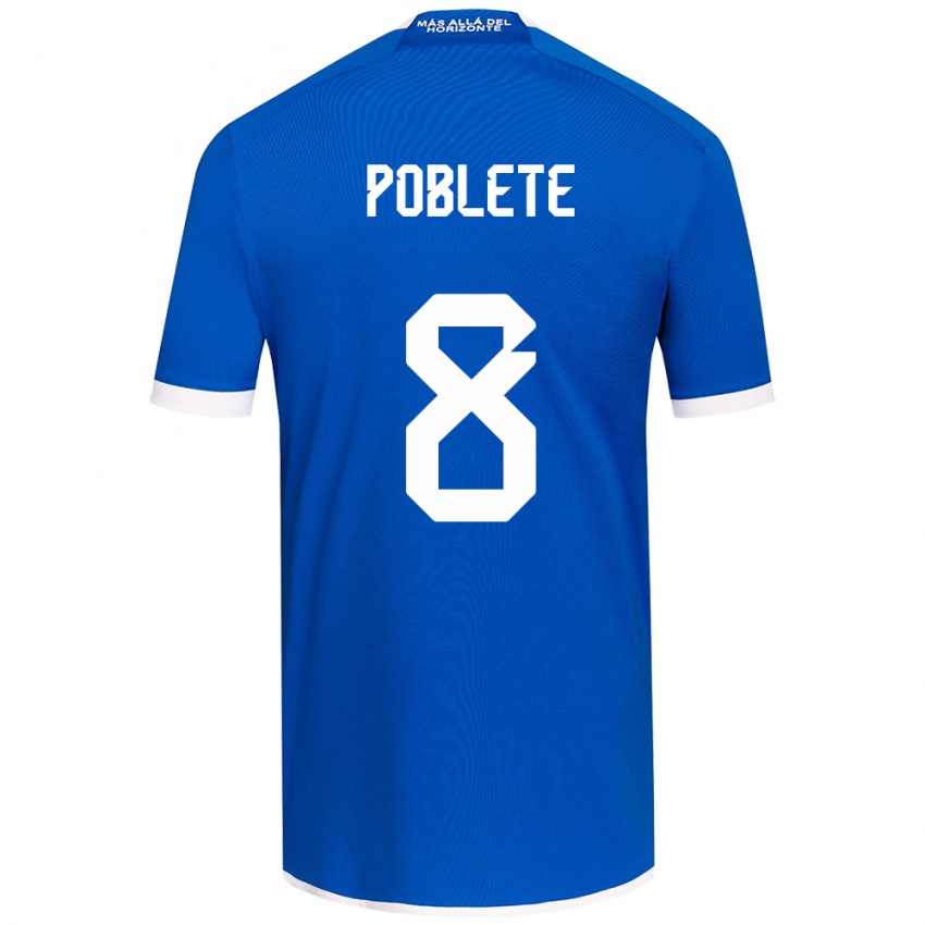 Niño Camiseta Israel Poblete #8 Azul Blanco 1ª Equipación 2024/25 La Camisa Perú