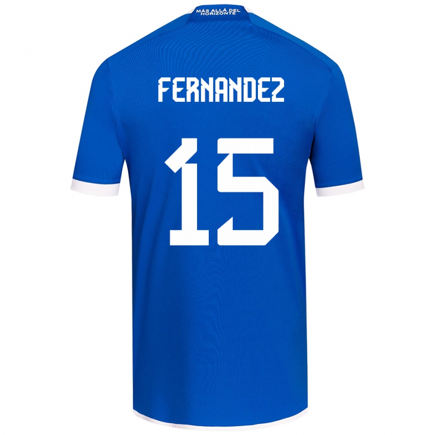 Niño Camiseta Vicente Fernández #15 Azul Blanco 1ª Equipación 2024/25 La Camisa Perú