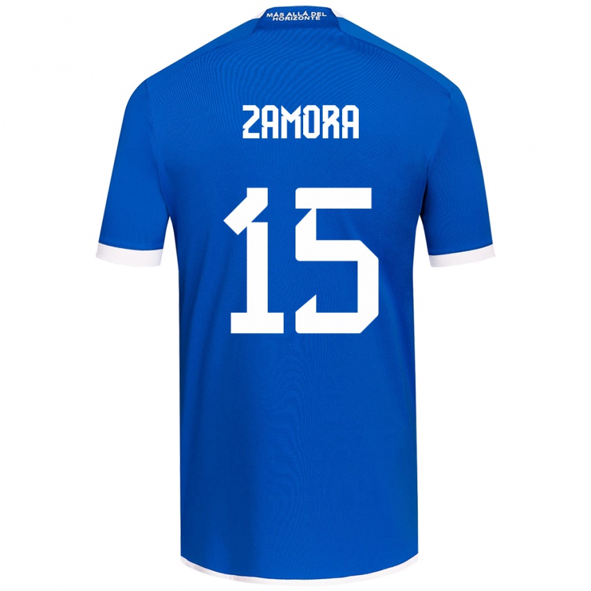 Niño Camiseta Daniela Zamora #15 Azul Blanco 1ª Equipación 2024/25 La Camisa Perú