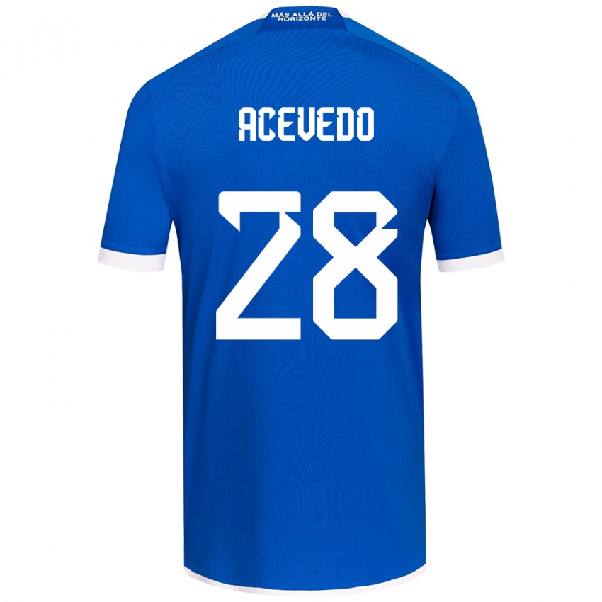 Niño Camiseta Florencia Acevedo #28 Azul Blanco 1ª Equipación 2024/25 La Camisa Perú