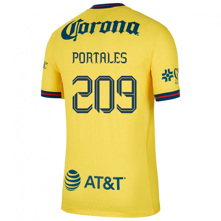 Niño Camiseta Walter Portales #209 Amarillo Azul 1ª Equipación 2024/25 La Camisa Perú