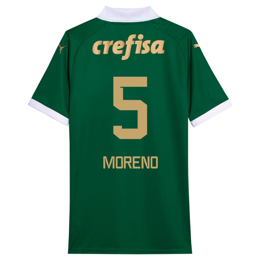 Niño Camiseta Aníbal Moreno #5 Verde Blanco 1ª Equipación 2024/25 La Camisa Perú