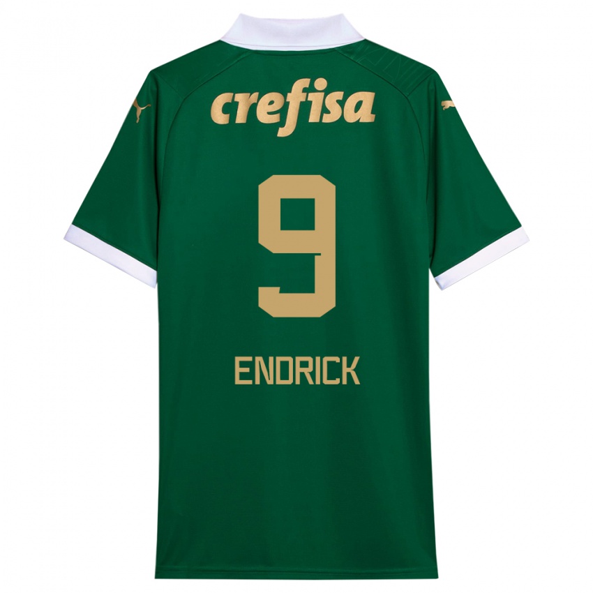 Niño Camiseta Endrick #9 Verde Blanco 1ª Equipación 2024/25 La Camisa Perú