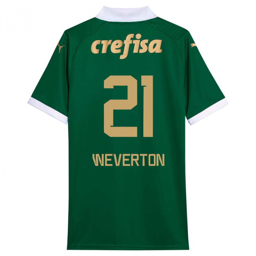 Niño Camiseta Weverton #21 Verde Blanco 1ª Equipación 2024/25 La Camisa Perú