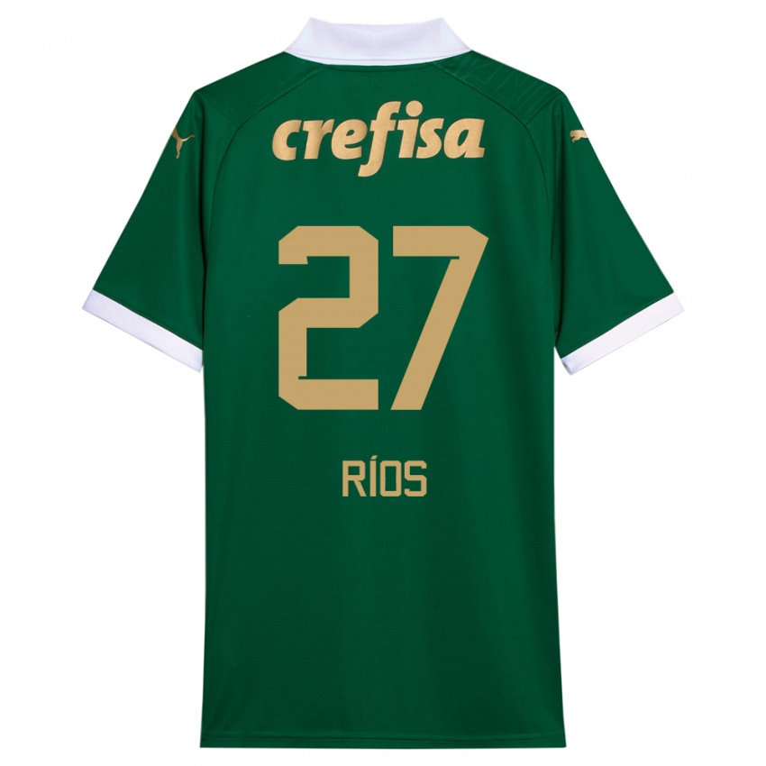 Niño Camiseta Richard Ríos #27 Verde Blanco 1ª Equipación 2024/25 La Camisa Perú