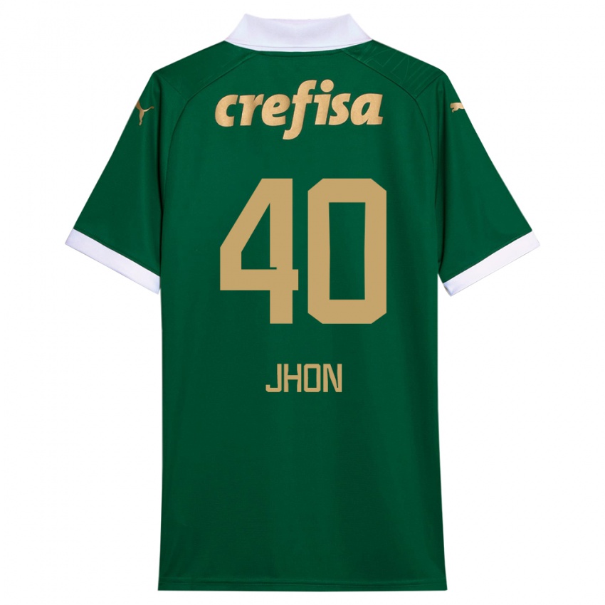 Niño Camiseta Jhon Jhon #40 Verde Blanco 1ª Equipación 2024/25 La Camisa Perú