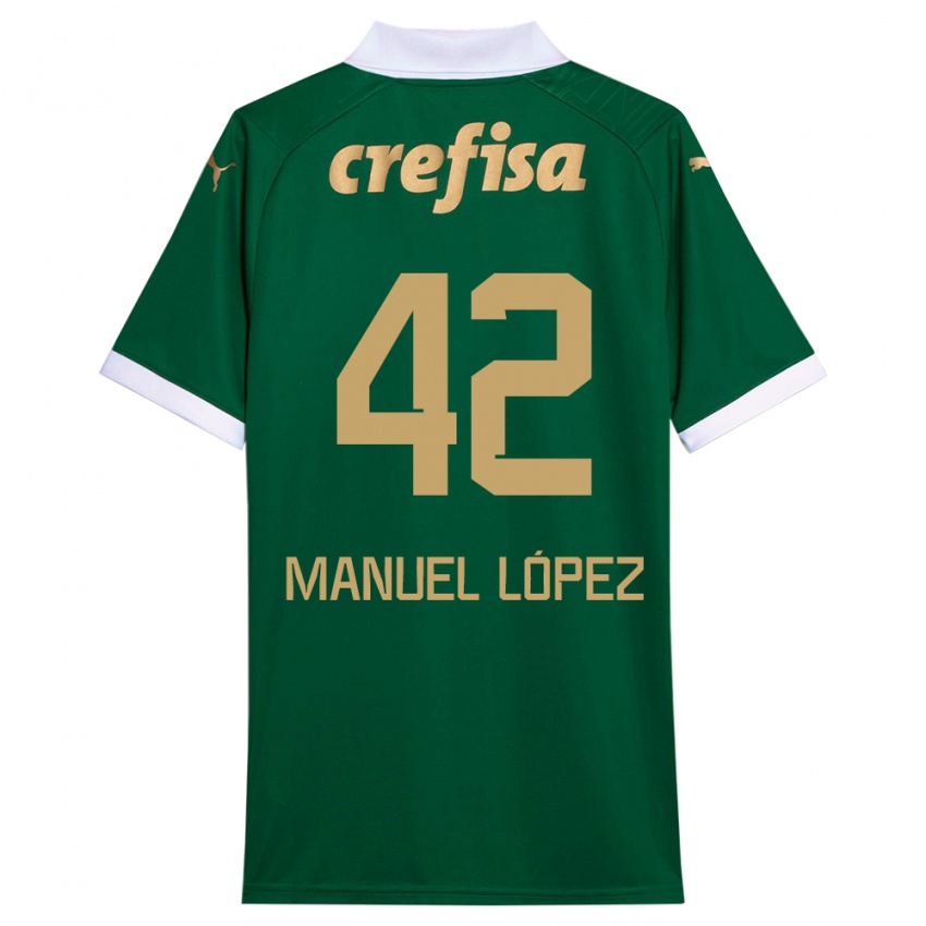 Niño Camiseta José Manuel López #42 Verde Blanco 1ª Equipación 2024/25 La Camisa Perú