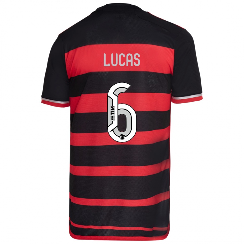 Niño Camiseta Ayrton Lucas #6 Negro Rojo 1ª Equipación 2024/25 La Camisa Perú