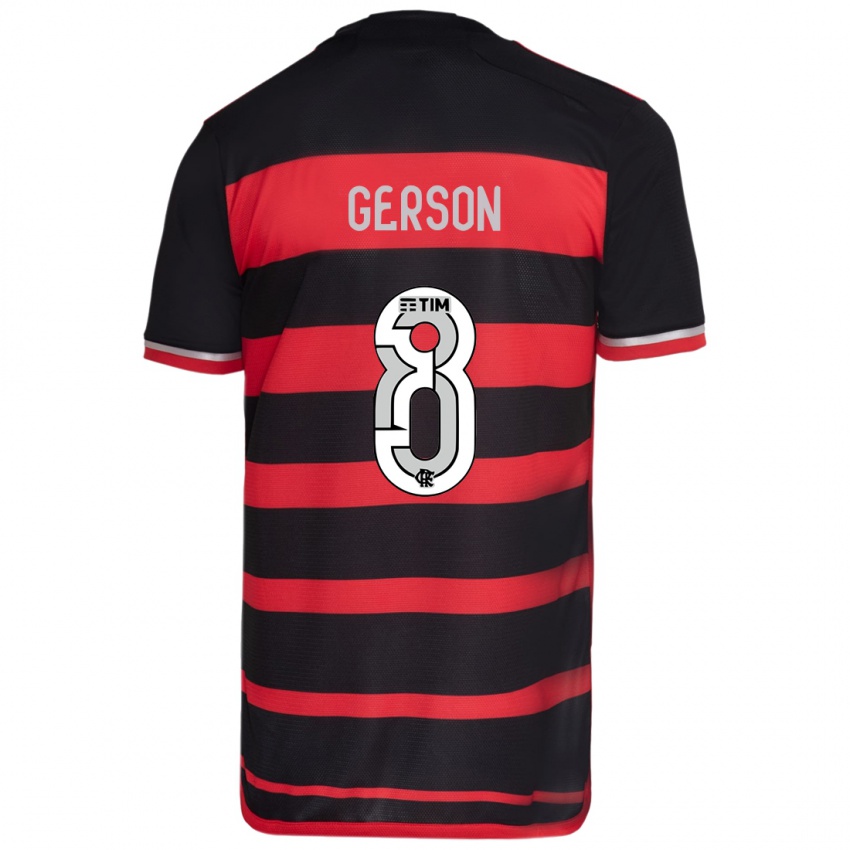 Niño Camiseta Gerson #8 Negro Rojo 1ª Equipación 2024/25 La Camisa Perú