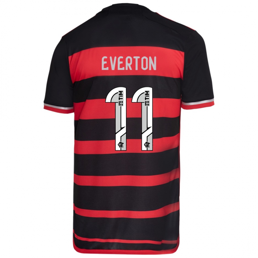 Niño Camiseta Everton #11 Negro Rojo 1ª Equipación 2024/25 La Camisa Perú