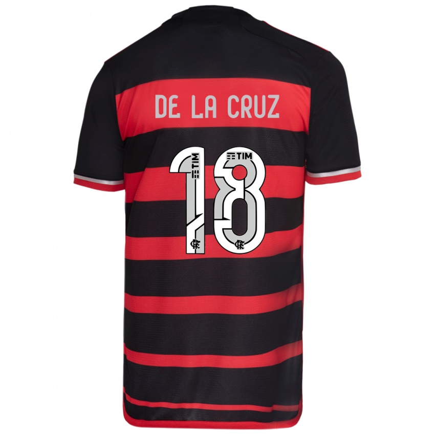 Niño Camiseta Nicolas De La Cruz #18 Negro Rojo 1ª Equipación 2024/25 La Camisa Perú