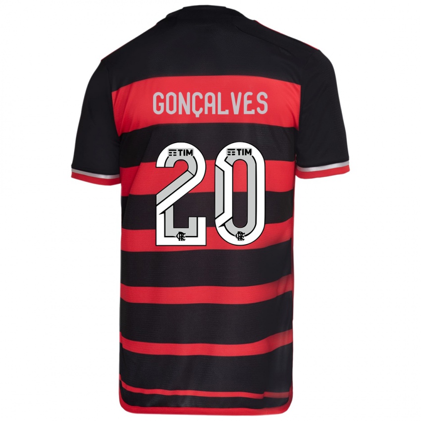 Niño Camiseta Matheus Gonçalves #20 Negro Rojo 1ª Equipación 2024/25 La Camisa Perú