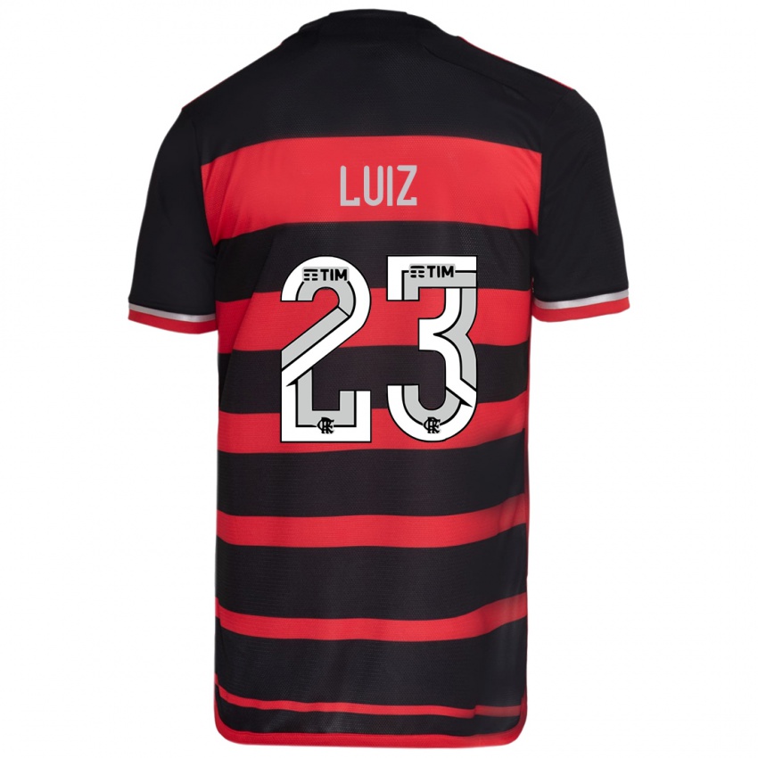 Niño Camiseta David Luiz #23 Negro Rojo 1ª Equipación 2024/25 La Camisa Perú