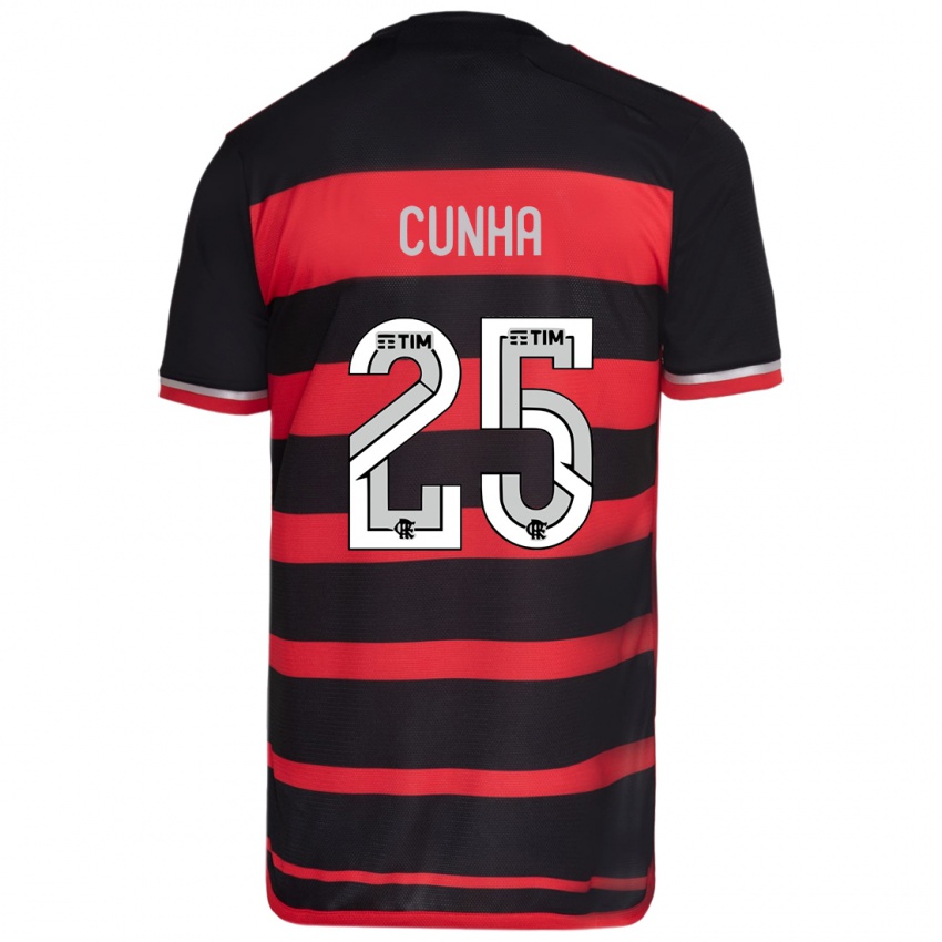 Niño Camiseta Matheus Cunha #25 Negro Rojo 1ª Equipación 2024/25 La Camisa Perú