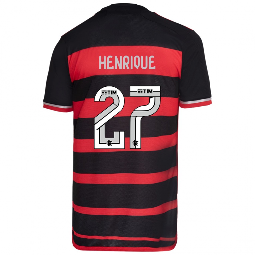 Niño Camiseta Bruno Henrique #27 Negro Rojo 1ª Equipación 2024/25 La Camisa Perú