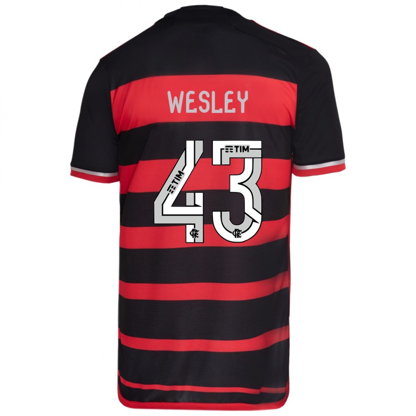 Niño Camiseta Wesley #43 Negro Rojo 1ª Equipación 2024/25 La Camisa Perú