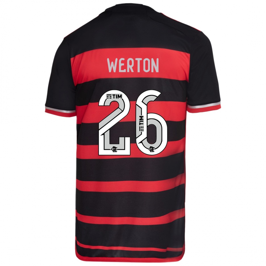 Niño Camiseta Werton #26 Negro Rojo 1ª Equipación 2024/25 La Camisa Perú