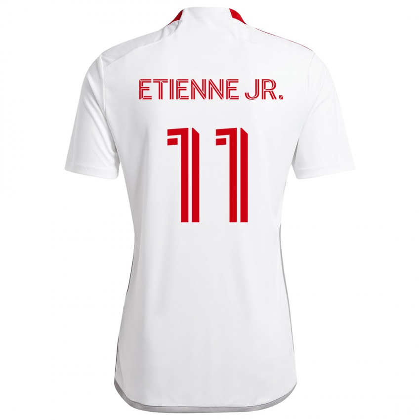 Niño Camiseta Derrick Etienne Jr. #11 Blanco Rojo 2ª Equipación 2024/25 La Camisa Perú