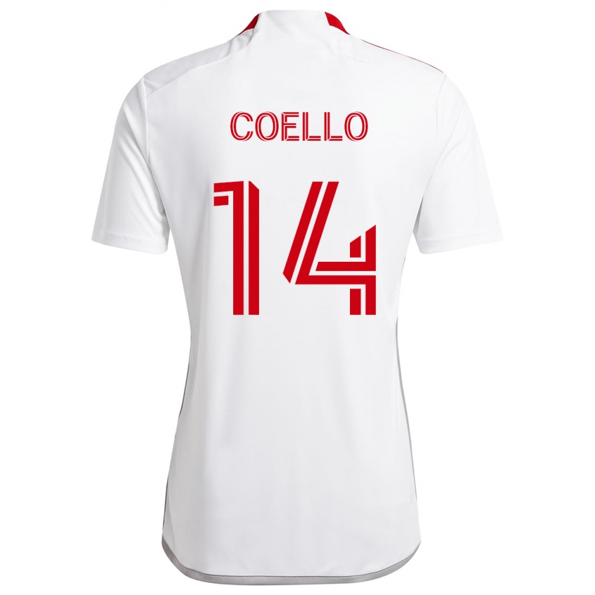 Niño Camiseta Alonso Coello #14 Blanco Rojo 2ª Equipación 2024/25 La Camisa Perú