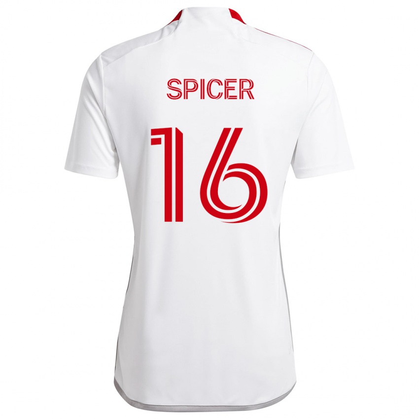 Niño Camiseta Tyrese Spicer #16 Blanco Rojo 2ª Equipación 2024/25 La Camisa Perú