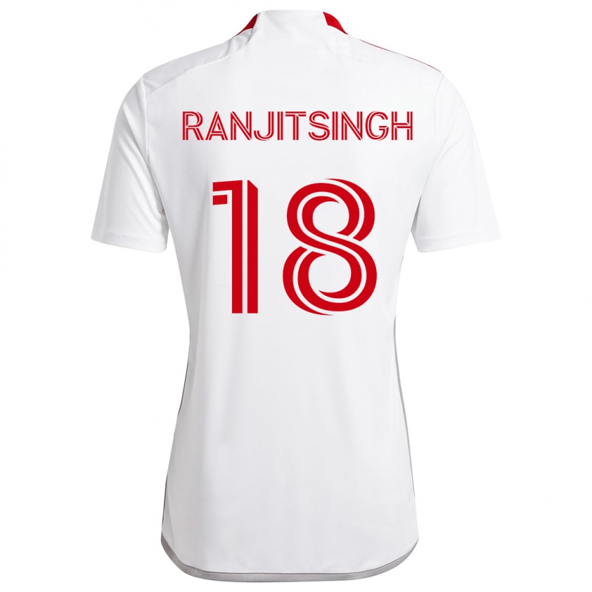 Niño Camiseta Greg Ranjitsingh #18 Blanco Rojo 2ª Equipación 2024/25 La Camisa Perú