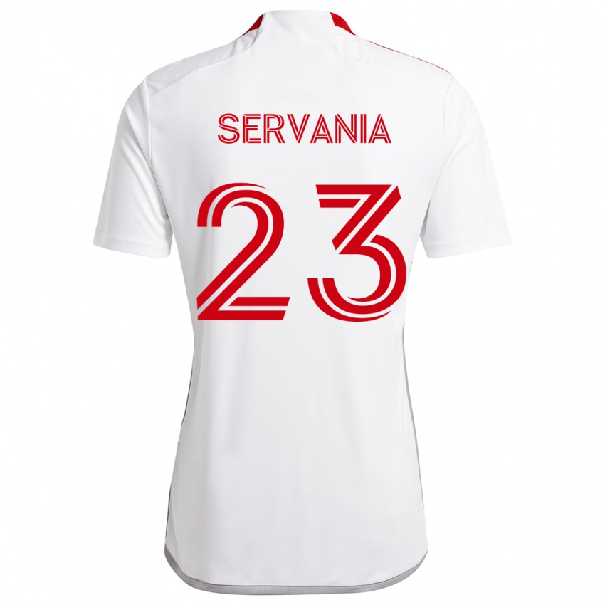 Niño Camiseta Brandon Servania #23 Blanco Rojo 2ª Equipación 2024/25 La Camisa Perú